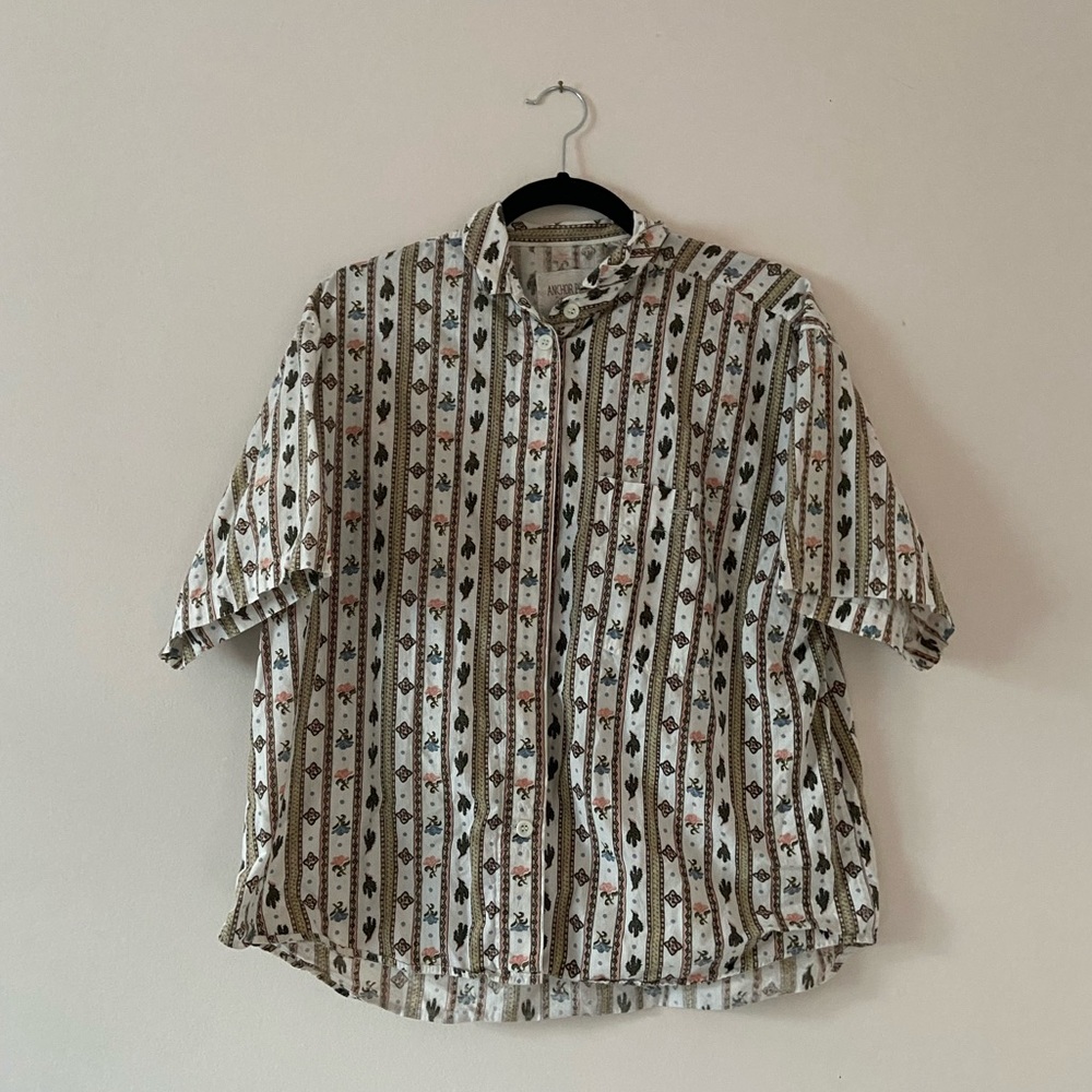 cactus print button-down